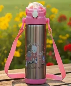 Rushabh Novelty Insulated , BPA Free, leakproof, hot and cold, bottle for school, college, office and travelling Water Bottle - 1460-Bear -500ml