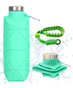 FunBlast Collapsible Silicone Sipper Bottle with Wrist Strap 1 Pc Green 700 ml