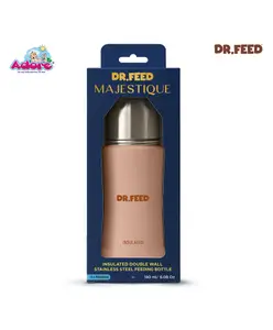 Adore Dr.Feed Majestique Insulated Thermos Hot/ Cold Stainless Steel Feeding Bottle with Anti-Colic Teat- D3- 180ml- Light Peach