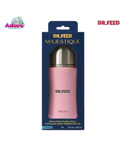Adore Dr.Feed Majestique Insulated Thermos Hot/ Cold Stainless Steel Feeding Bottle with Anti-Colic Teat- D4- 270ml- Baby Pink