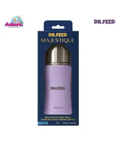 Adore Dr.Feed Majestique Insulated Thermos Hot/ Cold Stainless Steel Feeding Bottle with Anti-Colic Teat- D4- 270ml - Lovely Lilac