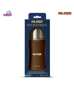 Adore Dr.Feed Majestique Insulated Thermos Hot/ Cold Stainless Steel Feeding Bottle with Anti-Colic Teat- D3- 180ml- Earthen Brown
