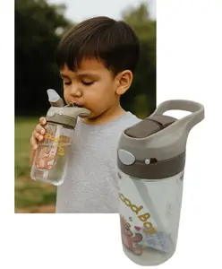 SANJARY Bpa Free Plastic Tritan Water Sipper Bottle 470 ml color & design may vary