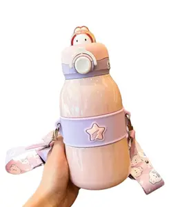 SANJARY Double wall Insulated Stainless steel Water Bottle with Strap 490 ml color & design may vary