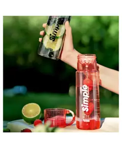 SANJARY BPA Free Stylish Water Bottle with Rod & ebook Fruit Detox Bottle 620 ml color design may vary