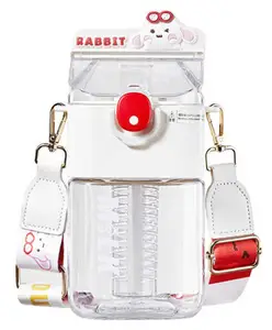 SANJARY BPA Free Plastic Cute Animals Square Water Bottle for kids 950 ml color design may vary