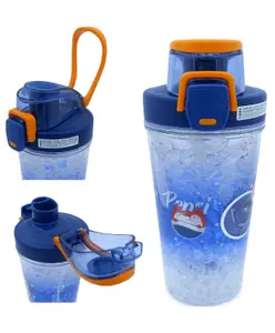 SANJARY Bpa Free Plastic Icing Design Coldrinks 2in1 Sipper Bottle 400 ml color design may vary