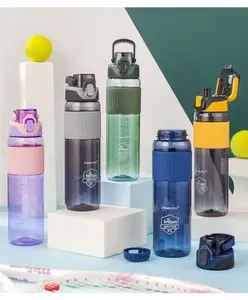 SANJARY Water Bottle with Straw, BPA Free & Leakproof, Tritan Sports Water Bottle with Handle for Gym Workout 1000 ml color may vary