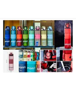 SANJARY Sports Water Bottle 750 ml Leak-Proof Tritan Reusable Water Bottles for Gym color may vary