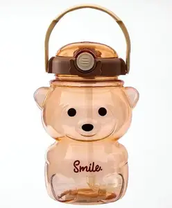 SANJARY Big Bear Kids Water Bottle With Spill Proof Straw & Pop Button 1000 ml color may vary