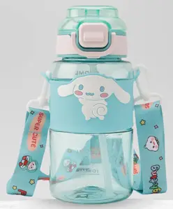 Paper Moon Super Cute 600 ml BPA-Free Leak Proof Push Lock Water Bottle Sipper for Kids School, 1pc - Design May Vary