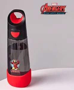 b.box Avengers Tritan Straw Water Bottle for Kids MultiColour - 600 ml,