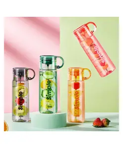 Elecart Fruit Infuser Detox Water Bottle 620 ml BPA-Free Stylish Cute Water Bottle for Girls & Kids | Leakproof Gym Bottle with Fruit Rod & eBook | Sports, School, Office, Yoga, (Random Colour)