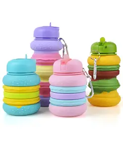 SCHOOLISH Burger Shaped Expandable Silicone Water Bottle for Kids Bpa-free, Collapsible Design for School, Outdoor Adventures Fun Hydration for Children & Adult- 550ml - Pack of 1 - Color May Vary