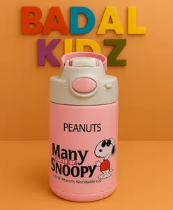 Badal Kidz Stainless Steel Sipper Bottle,350ml Vacuum Insulated Water Bottle with Straw Lid | BPA Free Leakproof Steel Flask for School & Travel- Pink