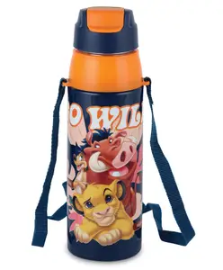 Cello Kidzbee Lion King Stainless Steel Inner Water Bottle 3d Printed Touch & Feel Sticker Navy Blue - 520 ml