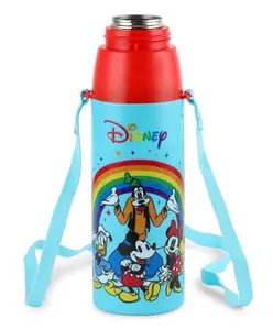 Cello Mickey Mouse Family 3 D Print Stainless Steel Insulated Water Bottle Light Blue - 380 ml