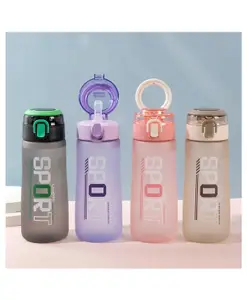 Sanjary Sport 600ml Sipper Plastic Water Bottle With Handle for Multiuse Color Design May Vary