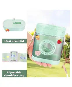 Sanjary Cute Water Bottles with Straws, Sports Camera Bottle Travel Cup, Portable Large-Capacity Water Juice Drinking Cups 450ml for kids color design may vary