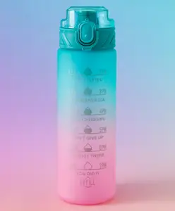 Fab N Funky Hydro Glow Sports Bottle 800ml - Green & Pink| BPA Free| Leak-Resistance & Freezer Safe| Time-Marked for Daily Hydration| Ideal for School, Home & Travel