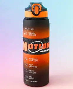 Fab N Funky Motion Sports Straw Sipper Water Bottle 1000ml - Orange| BPA Free| Leak Resistant & Freezer Safe| School Bottle with Carry Strap for Boys & Girls