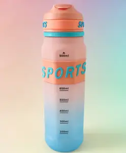 Fab N Funky BPA-Free Straw Water Bottle with Measurement Markings 900ml - Pink| Leak-Resistant| Drinking Bottle with Carry Strap for Gym, School & Travel