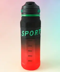 Fab N Funky BPA-Free Straw Water Bottle with Measurement Markings 900ml - Black| Leak-Resistant| Drinking Bottle with Carry Strap for Gym, School & Travel