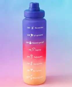 Fab N Funky BPA-Free Motivational Water Bottle with Time Markers 1000ml - Blue| Leak-Resistant Reusable Drinking Bottle for Gym, Office & Daily Hydration