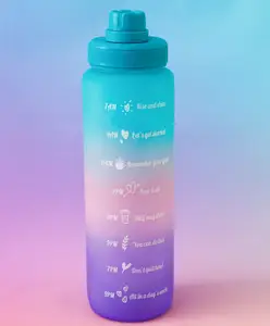 Fab N Funky BPA-Free Motivational Water Bottle with Time Markers 1000ml - Green| Leak-Resistant Reusable Drinking Bottle for Gym, Office & Daily Hydration