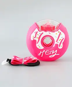 Fab N Funky Donut Circular Sipper Bottle 380 ml - Dark Pink| BPA Free| Leak-Resistant & Freezer Safe| Ideal for School, Home & Travel| Adjustable Strap| for School Going Boys & Girls