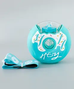 Fab N Funky Rainbow Circular Straw Sipper Bottle 380 ml - Blue| BPA Free| Leak-Resistant & Freezer Safe| Ideal for School, Home & Travel| for School Going Boys & Girls