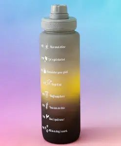 Fab N Funky BPA-Free Motivational Water Bottle with Time Markers 1000ml - Grey| Leak-Resistant Reusable Drinking Bottle for Gym, Office & Daily Hydration