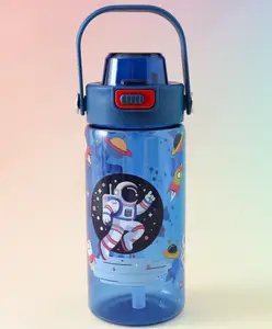 Fab N Funky Arctic World Straw Sipper Bottle 600ml - Blue| BPA Free| Leak-Resistant & Freezer Safe| Ideal for School, Home & Travel| For School Going Boys & Girls