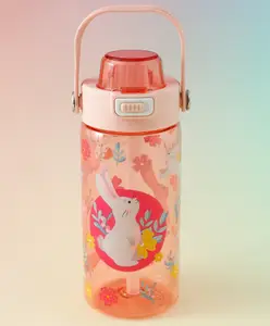 Fab N Funky Arctic World Straw Sipper Bottle 600ml - Pink| BPA Free| Leak-Resistant & Freezer Safe| Ideal for School, Home & Travel| For School Going Boys & Girls