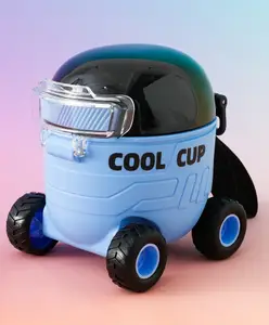 Fab N Funky Cool Cup Trolley shape Straw Water Bottle 550ML - Blue| BPA Free| Leak Resistant & Freezer Safe| Sipper for School Going Boys & Girls