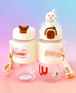 Fab N Funky Bunny Theme Set of 2 Water Bottle - Red| 500ml x 2| BPA Free| Leak-Resistant & Freezer Safe| Ideal for School, Home & Travel| for School Going Boys & Girls