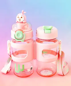 Fab N Funky Bunny Theme Set of 2 Water Bottle - Pink| 500ml x 2| BPA Free| Leak-Resistant & Freezer Safe| Ideal for School, Home & Travel| for School Going Boys & Girls