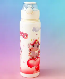 Fab N Funky Baby Unicorn Straw Sipper Bottle 700ml White| BPA Free| Leak-Resistant & Freezer Safe| Ideal for School, Home & Travel| for Boys & Girls