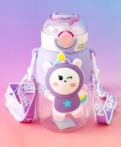 Fab N Funky Space Bunny Straw Sipper Bottle 680ml - Purple| BPA Free| Leak-Resistant & Freezer Safe| Ideal for School, Home & Travel| for School Going Boys & Girls