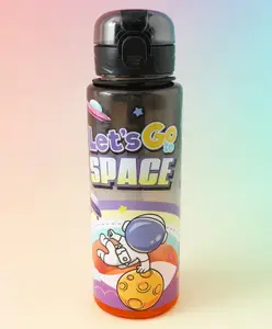 Fab N Funky Lets Go Space Bottle 700ml - Black| BPA Free| Leak-Resistant & Freezer Safe| Ideal for School, Home & Travel| for Boys & Girls