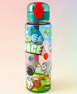 Fab N Funky Lets Go Space Bottle 700ml - Green| BPA Free| Leak-Resistant & Freezer Safe| Ideal for School, Home & Travel| for Boys & Girls