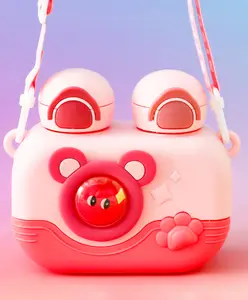 Fab N Funky Bear Shape Straw Sipper Bottle 700ml - Pink| BPA Free| Leak-Resistant & Freezer Safe| Ideal for School, Home & Travel| for School Going Boys & Girls