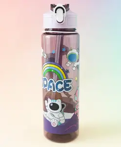 Fab N Funky Little Astronaut Straw Sipper Water Bottle 800ML - Purple| BPA Free| Leak Resistant & Freezer Safe| Water Bottle for School Going Boys & Girls