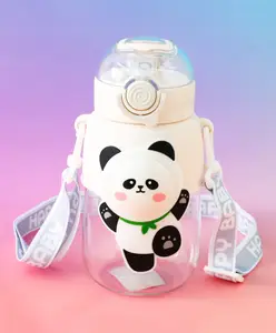 Fab N Funky Cute Panda Straw Sipper Bottle 680ml - White| BPA Free| Leak-Resistant & Freezer Safe| Ideal for School, Home & Travel| for School Going Boys & Girls