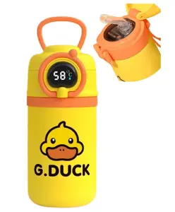 SANJARY Thermal Flask with Straw 550 ml Drinking Bottle Children Stainless Steel Leak-Proof Water Bottle color design may vary