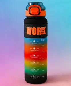 Fab N Funky Motivational Water Bottle with Straw - Black| BPA Free, Freezer Safe & Leak-Resistant| Reusable Hydration Bottle for Gym, School & Outdoor Use