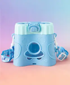 Fab N Funky Cute Binocular Design Kids Straw Water Bottle 580 ml Blue| BPA Free| Leak-Resistant| Freezer Safe| Sipper Bottle with Straw & Adjustable Strap for Boys & Girls