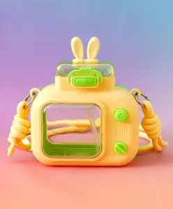 Fab N Funky Kids Straw Water Bottle with Sling Strap 600ml - Yellow| BPA-Free, Leak-Resistant & Freezer Safe| School Water Bottle for Boys & Girls