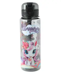 Fab N Funky Unicorn Kids Sipper Bottle 700 ml - Black| BPA-Free| Leak Proof Water Bottle for Travel & Sports| Easy Flip Cap with Lock| Freezer Safe| School Bottle for Boys & Girls