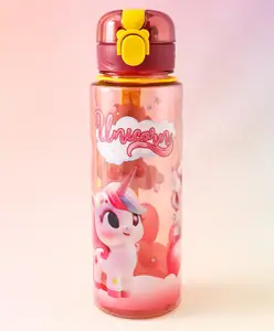 Fab N Funky Unicorn Kids Sipper Bottle 700 ml - Pink| BPA-Free| Leak Proof Water Bottle for Travel & Sports| Easy Flip Cap with Lock| Freezer Safe| School Bottle for Boys & Girls